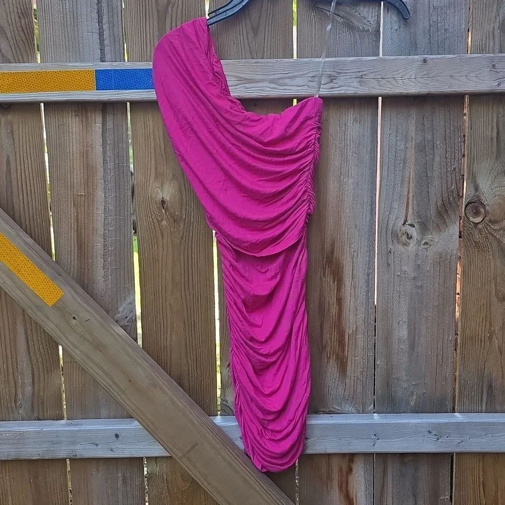 Pink One-Shoulder Ruched Dress